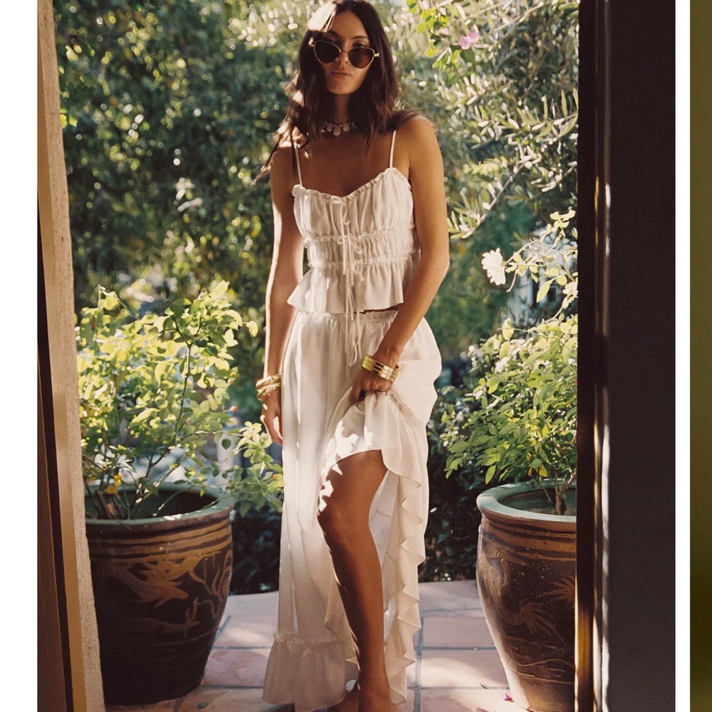 12th Tribe White Ruffle Skirt